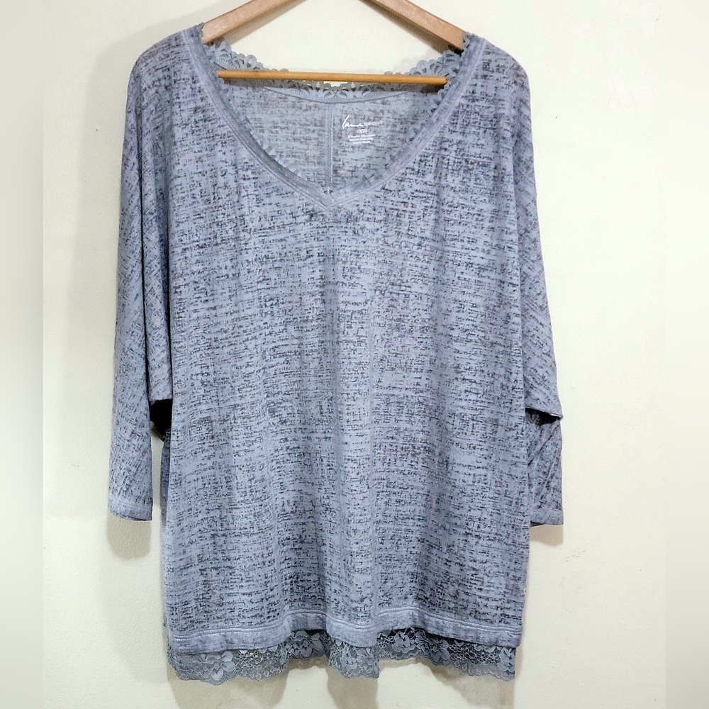 Lane Bryant Plus Size V Neck Lace Oversize Lightweight Top Sz 18 20 Like New